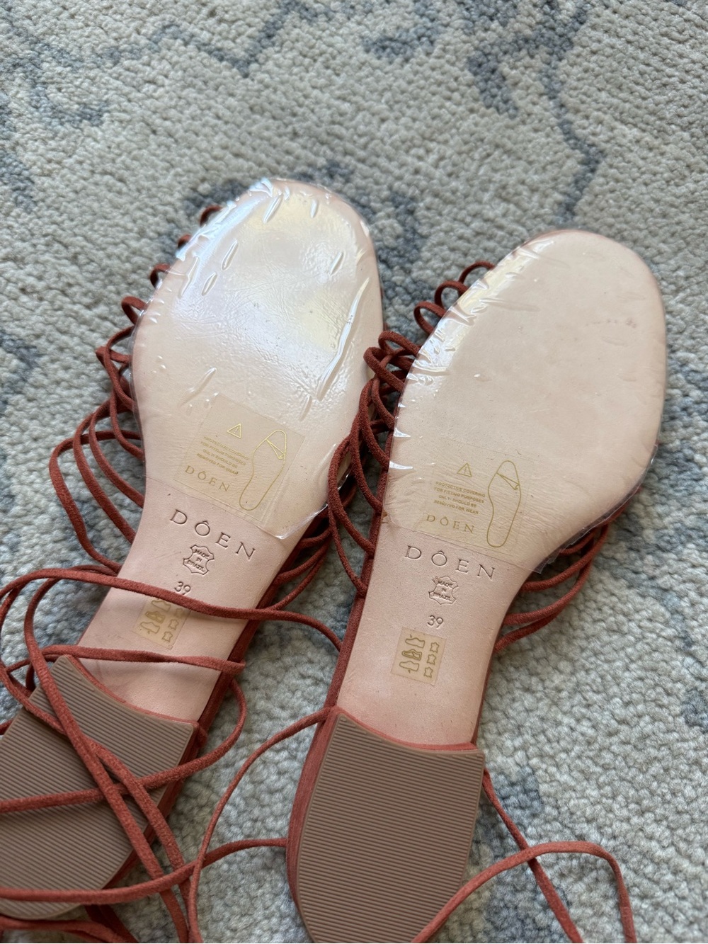 Doen Suede Lace-Up Rust Color Sandals - Picture 6 of 7
